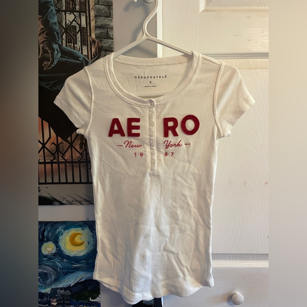 Aeropostale Cream Buttoned Top
